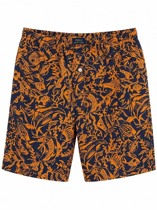 Polo by Ralph Lauren Navy and Orange Fish Print Boxer Shorts