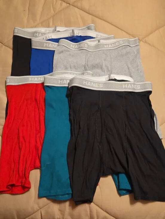 Hanes Men's Boxer Briefs Pack - Black, Red, Blue, Green, Gray