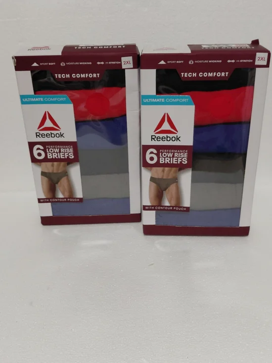 Reebok Men’s Tech Comfort 6-Pack Low Rise Briefs – Red, Blue, Gray