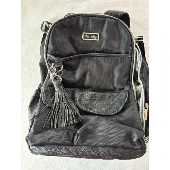 Itzy Ritzy Boss Backpack Diaper Bag Jetsetter‎ Black Vegan Leather Dust Bag