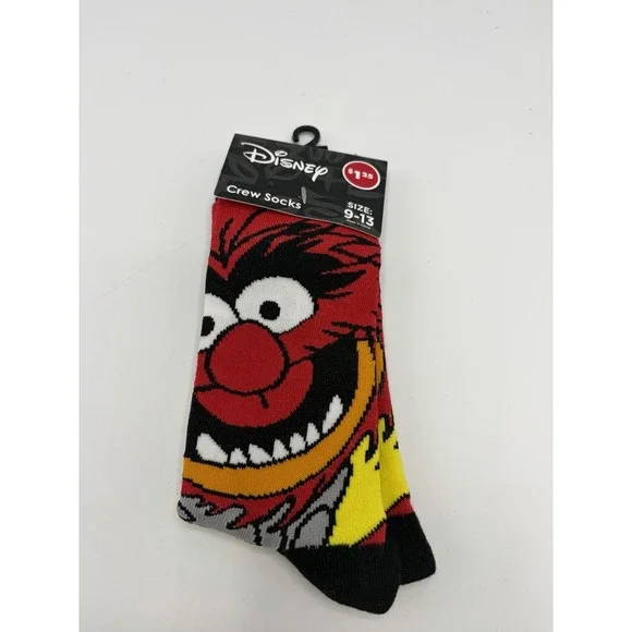 Men's Crew Socks Disney Muppets Animal Red  Size 9-13 NWT 1 Pair