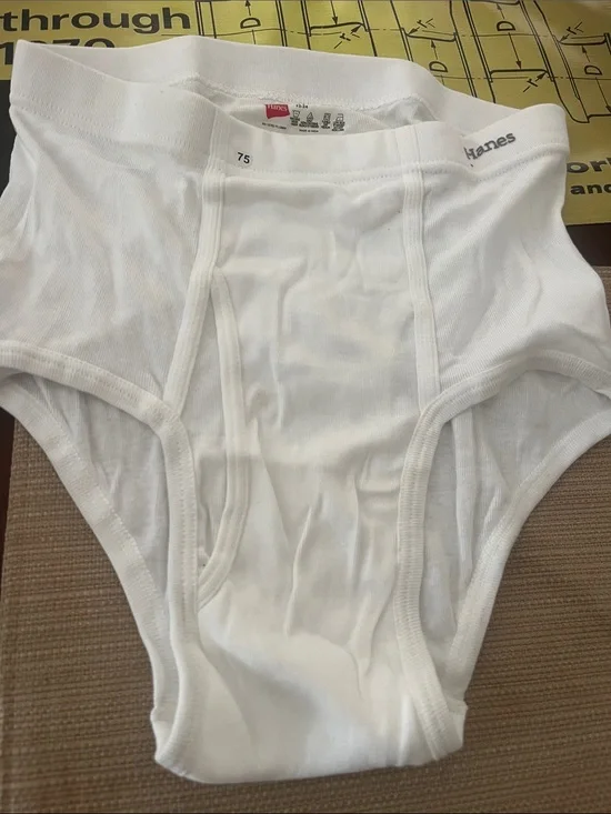 Lot 75 rear 90’s red tag heavy cotton Hanes White Men's Briefs - Classic Support