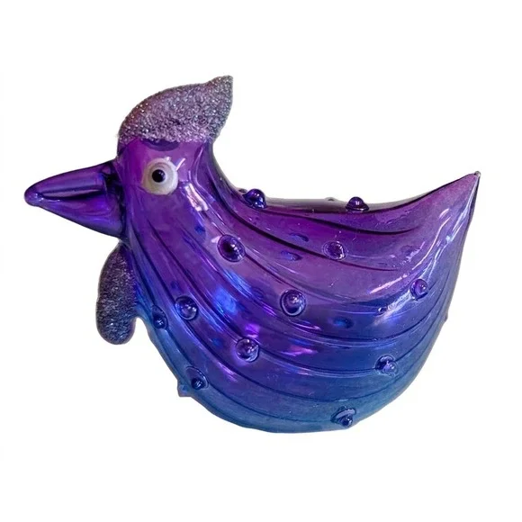 Pier 1 Imports Blanche the Bumpy Chicken, Purple / Blue Glass, 2.5