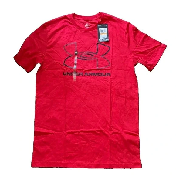 Under Armour Men's Small Red Foundation Update Logo Graphic T-Shirt NWT Loose