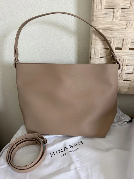 Mina Baie Harlow Midi Taupe Vegan Leather Diaper Bag