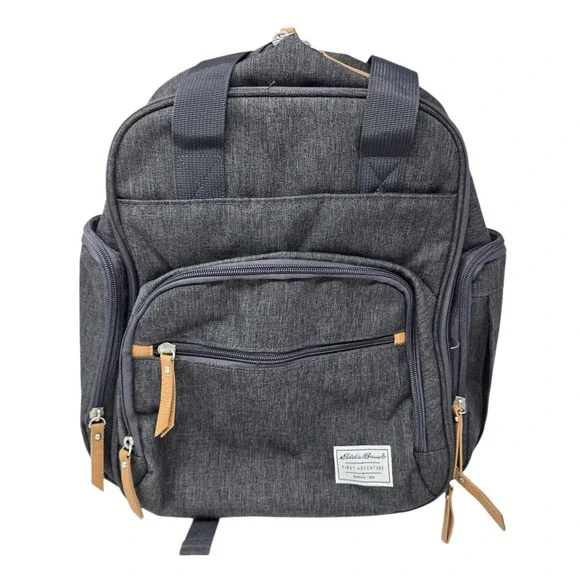 Eddie Bauer First Adventure Diaper Bag Backpack Gray Insulated Pocket