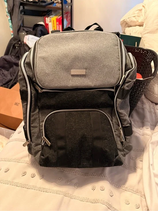 Grey and Black diaper Backpack - brazzo