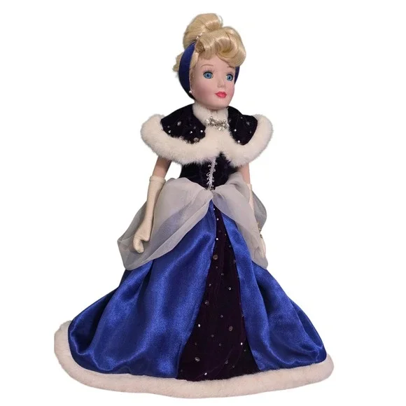 Cinderella Holiday Princess Porcelain Keepsake Doll Blue Velvet Winter Gown