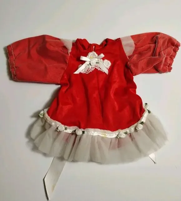 Vintage Doll Ballet Outfit Red - White Tulle - 8.5