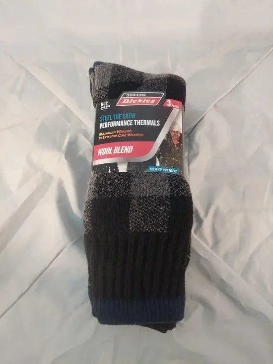 Dickies 3 Pairs Steel Toe Crew Wool Blend Heavy Weight Thermal Socks Size 6-12