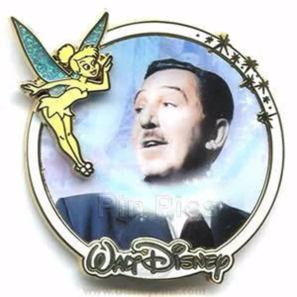 Vintage Disney Pin Tinker Bell sprinkling Pixie Dust on Walt 47163