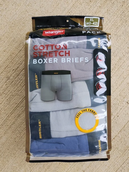 NWT Wrangler Cotton Stretch Boxer Briefs, Pack Of 10, Size XL (40-42)