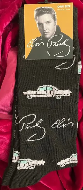 Elvis Presley Official Merchandise black white blue car Crew Socks One Size NWT