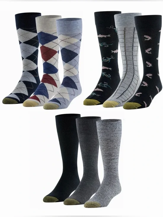 GOLDTOE Edition Crew Socks, 3 X 3-Pack