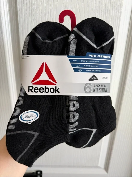 Reebok Black & Gray Pro-Series Men's No-Show Athletic Socks - 6 Pack