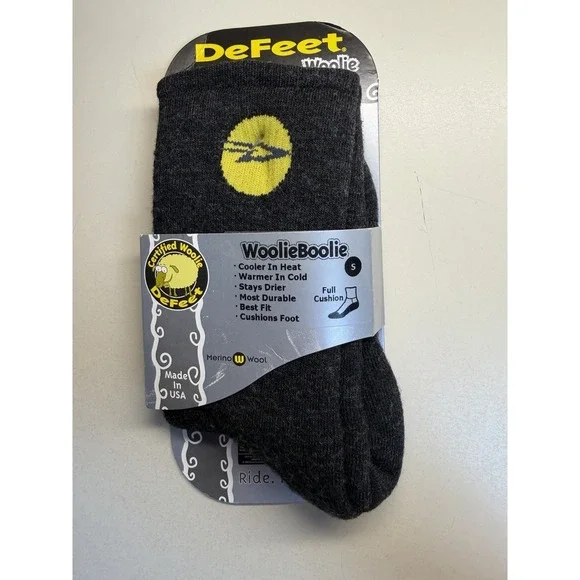 DeFeet Woolie Boolie Merino Wool Hiking Socks Charcoal Hi Top Small Womens 6-8