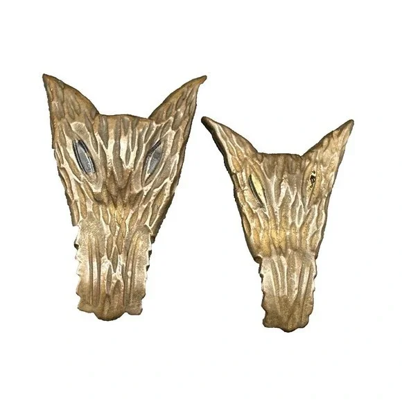 Vintage Fenrir Viking‎ Nordic Medieval Style Carved Wolf Brooch Pins