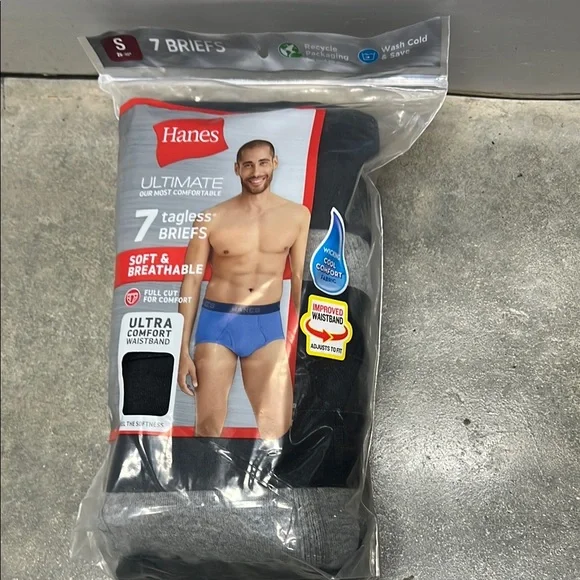 Hanes Men's‎ Tagless Briefs - Black and Gray 7 Briefs