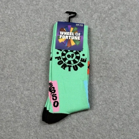 Wheel of Fortune Official Merchandise Crew Socks 7-12 Shoe Novelty TV‎ Game