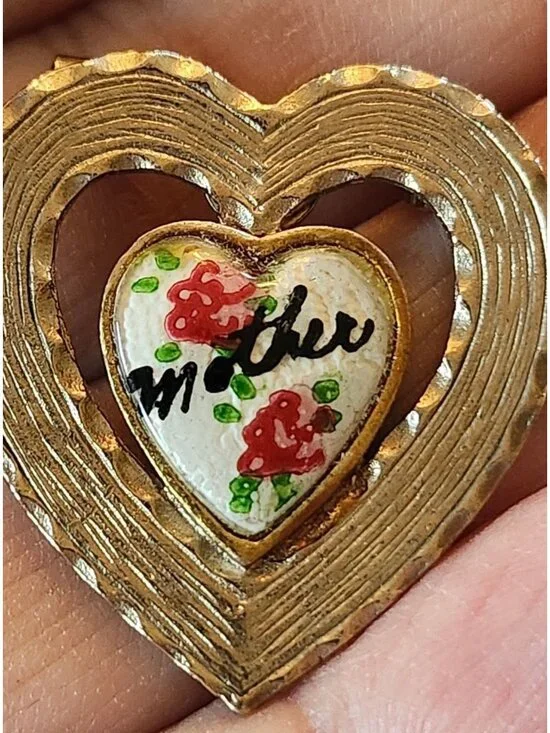 Vintage Gold-Tone Mother’s Pins MOP Enamel Rhinestones Mothers Day