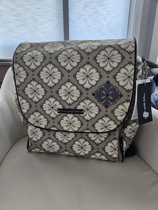 Petunia Pickle Bottom Beige Patterned Diaper Bag Backpack