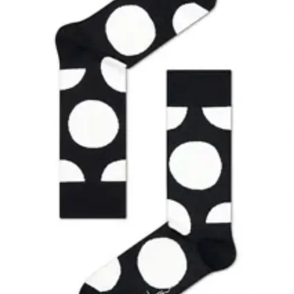 NEW BLACK WHITE POLKA DOT PAIR OF SOCKS by HAPPY SOCKS MENS SOCKS FUN