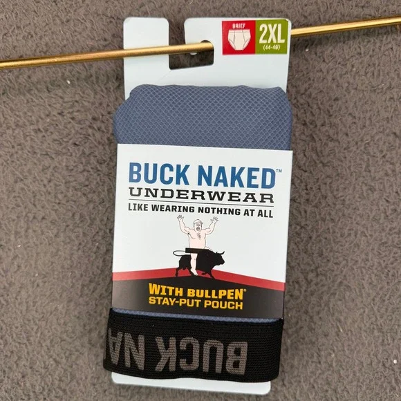 Duluth Trading Co Buck Naked Bullpen Briefs 2XL Blue Grey 70851 BMY Mens NEW