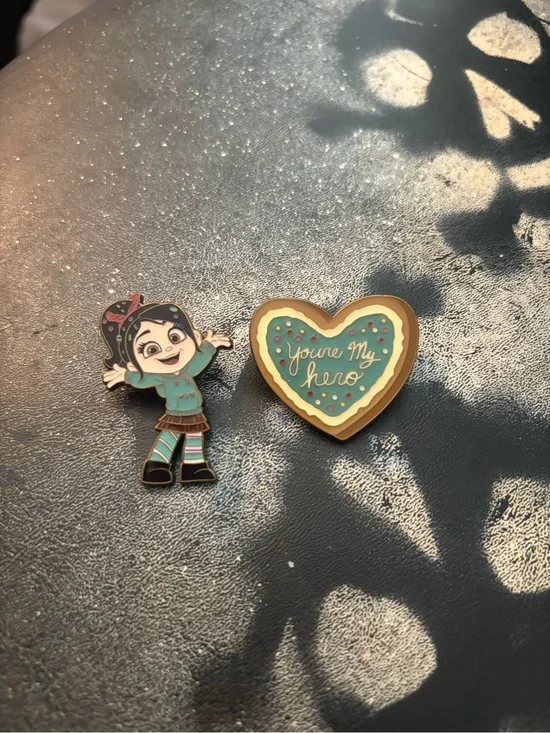 Vanellope wreck it ralph Teal Heart & Character Enamel Pins - You're My Hero
