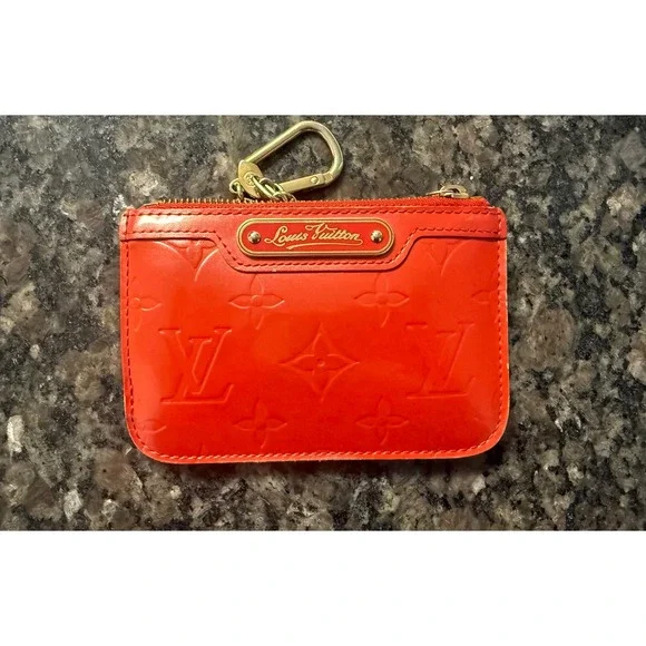 AUTHENTIC Louis Vuitton Vernis Key Pouch, Red