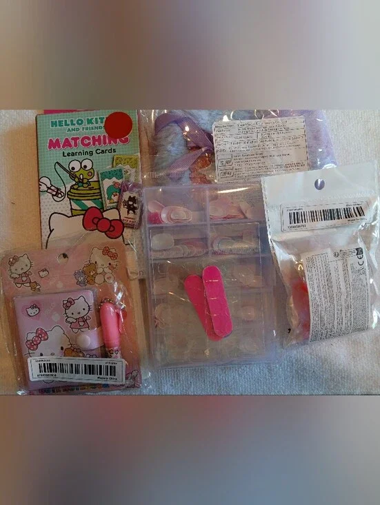 Girls Fun Set: Unicorn Purse,  Rings, Hello Kitty Book/Pen, Fingernails