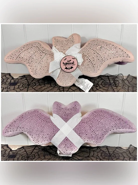 NEW Spooktacular Bedazzled Bats Halloween Pillows