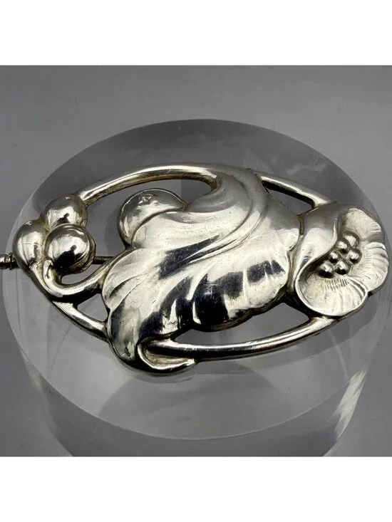 Evald Nielsen Grapes Brooch Skønvirke Denmark Sterling Silver Art Nouveau Pin