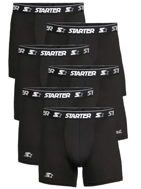 NEW Starter Men’s Active Performance Boxer Briefs Underwear 6 Pack Set of 6 S Si