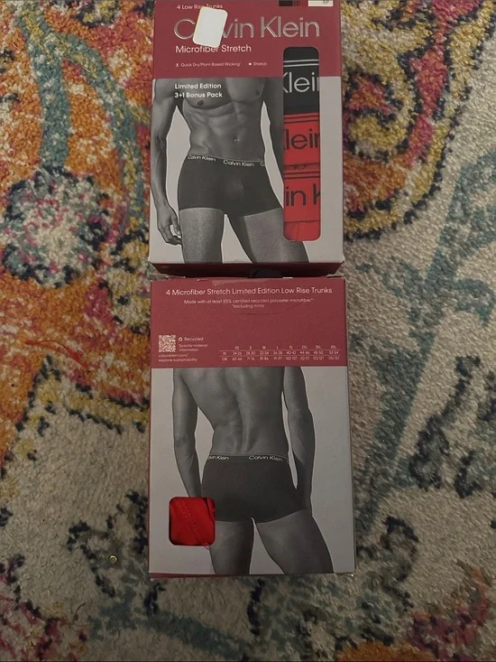 Calvin Klein Men’s Microfiber Stretch Low-Rise Trunks in Red
