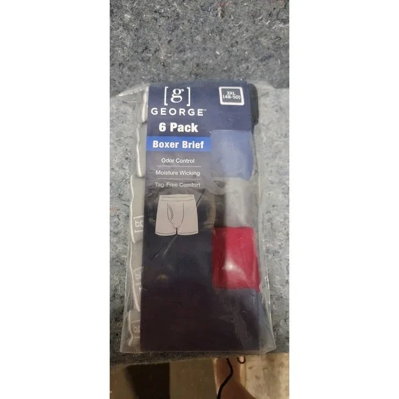 George Men's 6 Pack Boxer Briefs Ast Colors Size 3X NWT‎