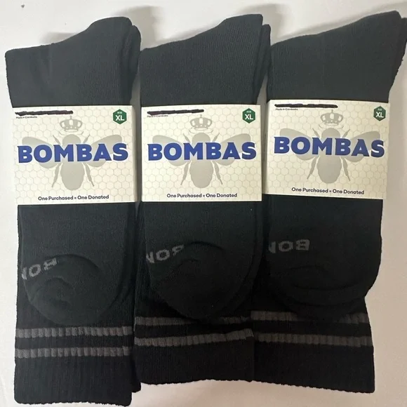 Bombas  Black Socks 3 pairs Size M/L/XL
