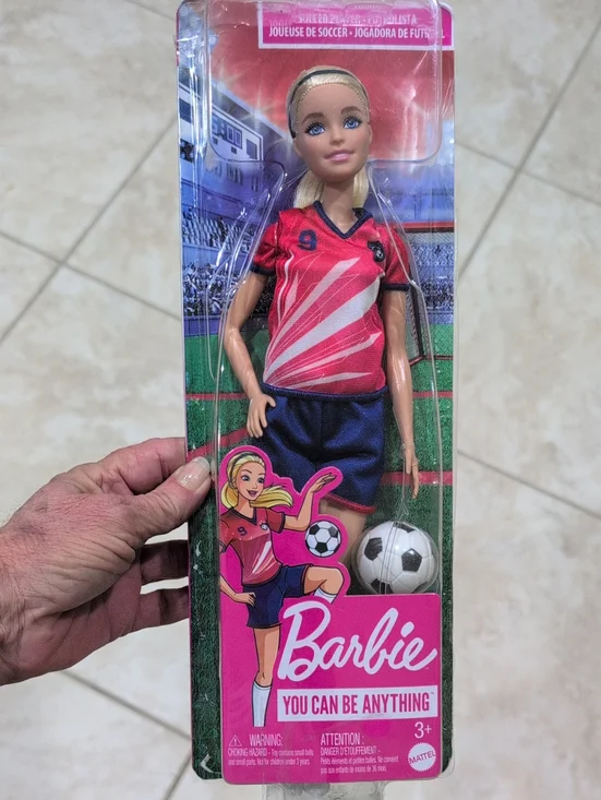 Barbie Pink & Navy Soccer Player Doll with Ball