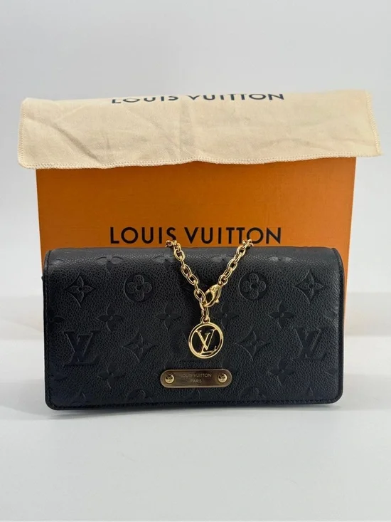 Louis Vuitton Lily Wallet On Chain Black Monogram Empreinte Leather Bag