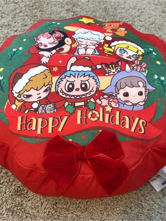 Pop Mart Characters Happy Holidays Decorative Holiday Pillow