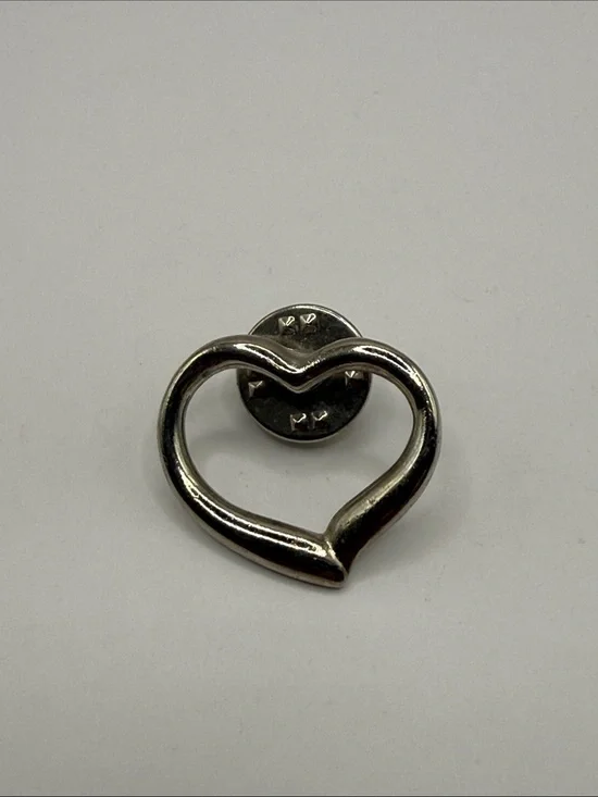 Vintage Silver Tone Heart Brooch Statement Pin