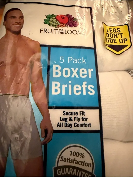 Fruit of the Loom Men’s White Boxer Briefs - 5 Pack