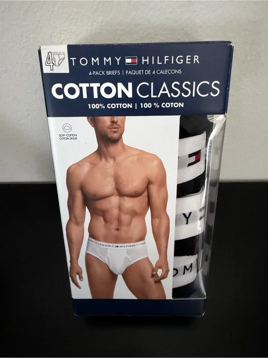 Tommy Hilfiger White & Black Cotton Classics 4-Pack Men's Briefs