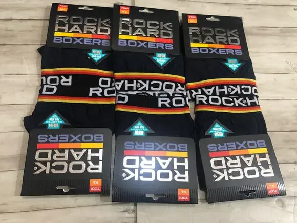 Rock Hard Boxer Trunks Mens Medium Briefs Black Cotton 6 Pack A2