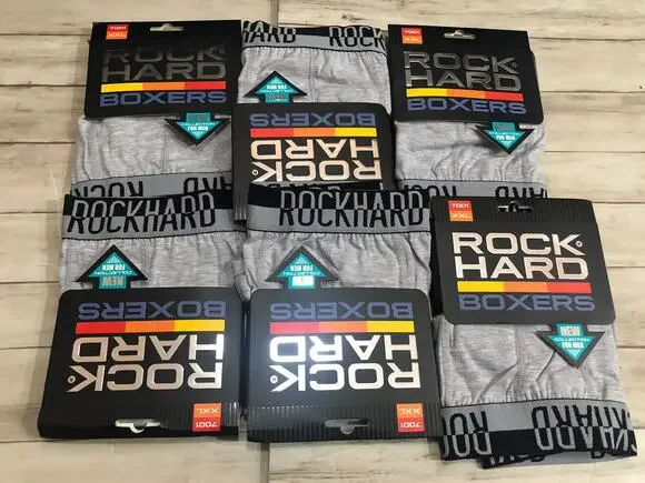 Rock Hard Boxer Trunks Mens Large Gray Briefs Black Cotton 6 Pack Underwear A2