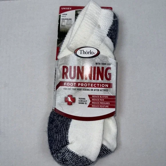 Thorlos Running‎ Unisex Ankle Socks Foot Protection Size Large White/Blue