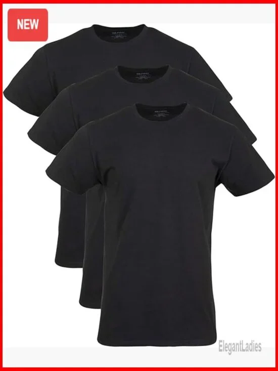Men's Cotton Stretch Crew T-Shirts 3-Pack, Moisture Wicking, Tag-Free