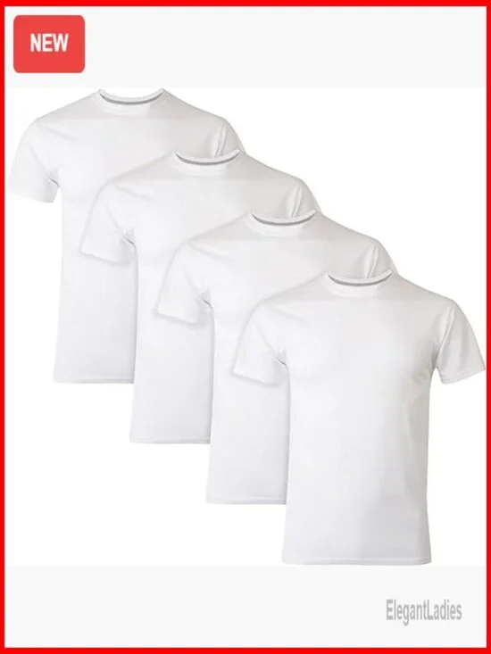Slim Fit Moisture Wicking Undershirts 4-Pack Crewneck Tees