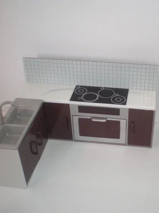 LORI BATTAT 1:12 Modern Plastic Doll House Kitchen Fridge Stove Sink Oven Tile