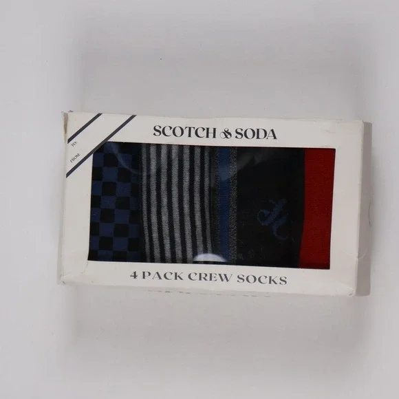 Scotch & Soda Crew Socks 4 Pack Black Multi One Size NWT