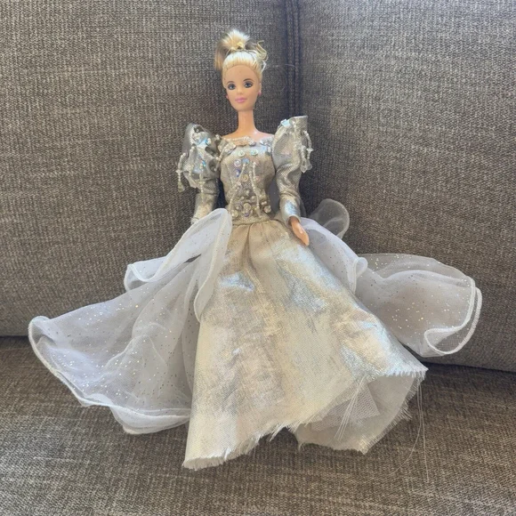Vintage 1966 Barbie Doll Mattel Silver Color Dress